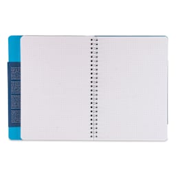 Fabriano Ecoqua Plus Hidden Spiral-Bound Notebook - Turquoise, 8-1/4" x 5-4/5", Dot Grid, open