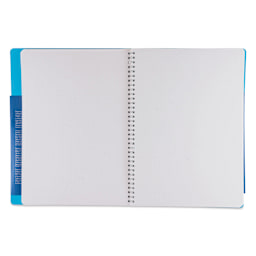 Fabriano Ecoqua Plus Hidden Spiral-Bound Notebook - Turquoise, 11-7/10" x 8-1/4", Dot Grid, open