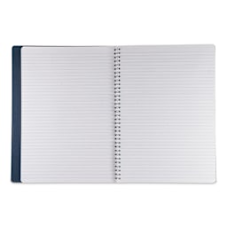 Fabriano Ecoqua Plus Hidden Spiral-Bound Notebook - Navy, 11-7/10" x 8-1/4", Ruled, open
