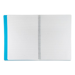 Fabriano Ecoqua Plus Hidden Spiral-Bound Notebook - Turquoise, 11-7/10" x 8-1/4", Ruled, open