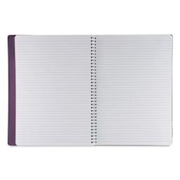 Fabriano Ecoqua Plus Hidden Spiral-Bound Notebook - Wine, 11-7/10" x 8-1/4", Ruled, open