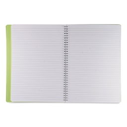 Fabriano Ecoqua Plus Hidden Spiral-Bound Notebook - Lime, 11-7/10" x 8-1/4", Ruled, open