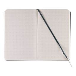 Fabriano Ispira Soft-Cover Notebook - Black, 3-1/2" x 5-1/2", Dot Grid, open