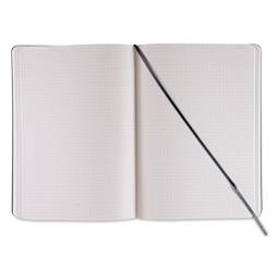 Fabriano Ispira Soft-Cover Notebook - Black, 5-4/5" x 8-1/4", Dot Grid, open
