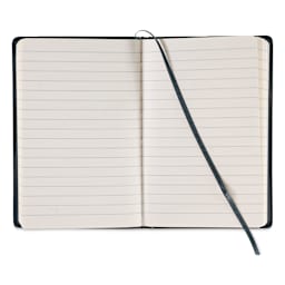 Fabriano Ispira Hard-Cover Notebook - Black, 3-1/2" x 5-1/2", Lined, open