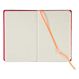 Fabriano Ispira Hard-Cover Notebook - Red, 3-1/2" x 5-1/2", Dot Grid, open