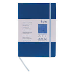 Fabriano Ispira Hard-Cover Notebook - Blue, 5-4/5" x 8-1/4", Dot Grid, front cover
