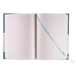 Fabriano Ispira Hard-Cover Notebook - Green, 3-1/2" x 5-1/2", Lined, open