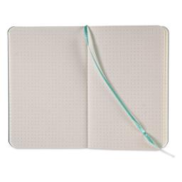 Fabriano Ispira Hard-Cover Notebook - Green, 3-1/2" x 5-1/2", Dot Grid, open