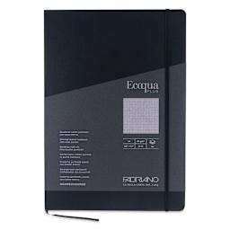 Fabriano EcoQua Plus Stitch-Bound Notebook - Black, 8-1/4" x 11-3/4", Dot Grid, front cover