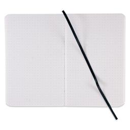 Fabriano EcoQua Plus Stitch-Bound Notebook - Black, 3-1/2" x 5-1/2", Dot Grid, open
