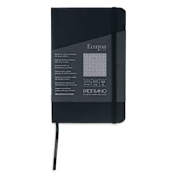 Fabriano EcoQua Plus Stitch-Bound Notebook - Black, 3-1/2" x 5-1/2", Dot Grid, front cover