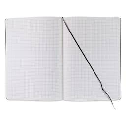Fabriano EcoQua Plus Stitch-Bound Notebook - Black, 8-1/4" x 11-3/4", Grid, open