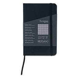 Fabriano EcoQua Plus Stitch-Bound Notebook - Black, 3-1/2" x 5-1/2", Grid, front cover