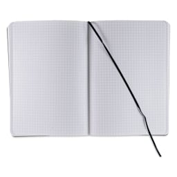 Fabriano EcoQua Plus Stitch-Bound Notebook - Black, 5-4/5" x 8-1/4", Grid, open