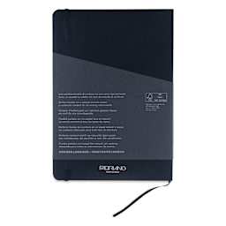 Fabriano EcoQua Plus Stitch-Bound Notebook - Black, 5-4/5" x 8-1/4", Grid, back cover