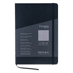 Fabriano EcoQua Plus Stitch-Bound Notebook - Black, 5-4/5" x 8-1/4", Grid, front cover