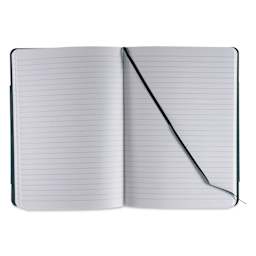 Fabriano EcoQua Plus Stitch-Bound Notebook - Black, 5-4/5" x 8-1/4", Lined, open