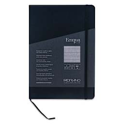 Fabriano EcoQua Plus Stitch-Bound Notebook - Black, 5-4/5" x 8-1/4", Lined, front cover