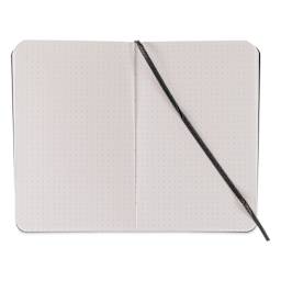 Fabriano EcoQua Plus Stitch-Bound Notebook - Grey, 3-1/2" x 5-1/2", Dot Grid, open