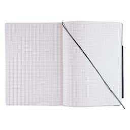 Fabriano EcoQua Plus Stitch-Bound Notebook - Grey, 8-1/4" x 11-3/4", Grid, open