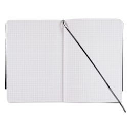 Fabriano EcoQua Plus Stitch-Bound Notebook - Grey, 5-4/5" x 8-1/4", Grid, open