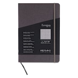 Fabriano EcoQua Plus Stitch-Bound Notebook - Grey, 5-4/5" x 8-1/4", Grid, front cover