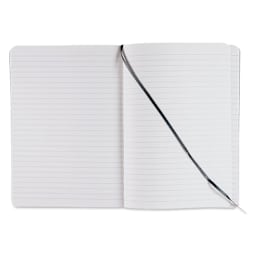 Fabriano EcoQua Plus Stitch-Bound Notebook - Grey, 5-4/5" x 8-1/4", Lined, open