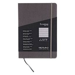 Fabriano EcoQua Plus Stitch-Bound Notebook - Grey, 5-4/5" x 8-1/4", Lined, front cover