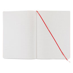 Fabriano EcoQua Plus Stitch-Bound Notebook - Red, 8-1/4" x 11-3/4", Grid, open