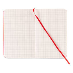 Fabriano EcoQua Plus Stitch-Bound Notebook - Red, 3-1/2" x 5-1/2", Grid, open