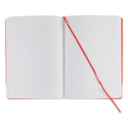 Fabriano EcoQua Plus Stitch-Bound Notebook - Red, 5-4/5" x 8-1/4", Grid, open