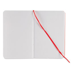 Fabriano EcoQua Plus Stitch-Bound Notebook - Red, 3-1/2" x 5-1/2", Dot Grid, open