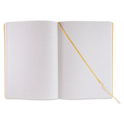 Fabriano EcoQua Plus Stitch-Bound Notebook - Yellow, 8-1/4" x 11-3/4", Grid, open