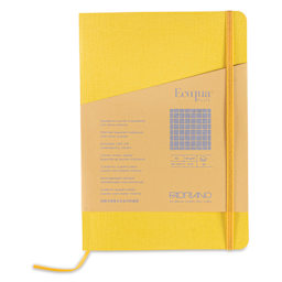 Fabriano EcoQua Plus Stitch-Bound Notebook - Yellow, 5-4/5" x 8-1/4", Grid, front cover