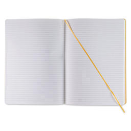 Fabriano EcoQua Plus Stitch-Bound Notebook - Yellow, 8-1/4" x 11-3/4", Lined, open