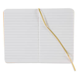 Fabriano EcoQua Plus Stitch-Bound Notebook - Yellow, 3-1/2" x 5-1/2", Lined, open