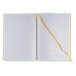 Fabriano EcoQua Plus Stitch-Bound Notebook - Yellow, 5-4/5" x 8-1/4", Lined, open