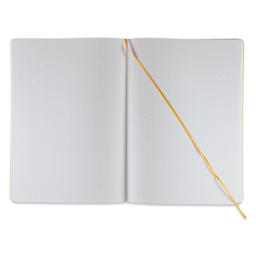 Fabriano EcoQua Plus Stitch-Bound Notebook - Yellow, 8-1/4" x 11-3/4", Dot Grid, open