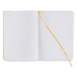 Fabriano EcoQua Plus Stitch-Bound Notebook - Yellow, 5-4/5" x 8-1/4", Dot Grid, open
