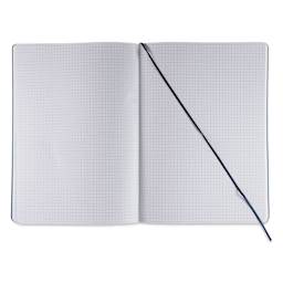 Fabriano EcoQua Plus Stitch-Bound Notebook - Navy, 8-1/4" x 11-3/4", Grid, open
