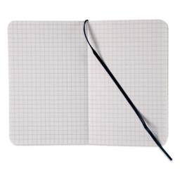 Fabriano EcoQua Plus Stitch-Bound Notebook - Navy, 3-1/2" x 5-1/2", Grid, open