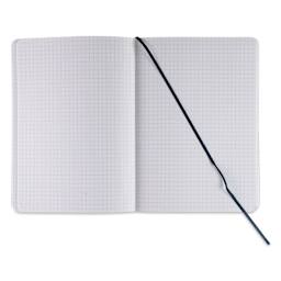Fabriano EcoQua Plus Stitch-Bound Notebook - Navy, 5-4/5" x 8-1/4", Grid, open