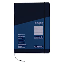 Fabriano EcoQua Plus Stitch-Bound Notebook - Navy, 8-1/4" x 11-3/4", Lined, front cover