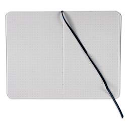 Fabriano EcoQua Plus Stitch-Bound Notebook - Navy, 3-1/2" x 5-1/2", Dot Grid, open