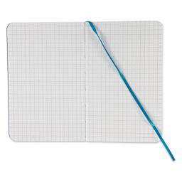 Fabriano EcoQua Plus Stitch-Bound Notebook - Turquoise, 3-1/2" x 5-1/2", Grid, open