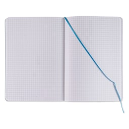 Fabriano EcoQua Plus Stitch-Bound Notebook - Turquoise, 5-4/5" x 8-1/4", Grid, open