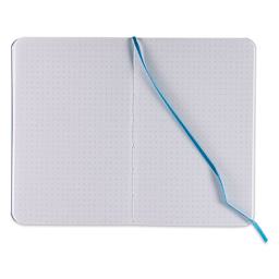 Fabriano EcoQua Plus Stitch-Bound Notebook - Turquoise, 3-1/2" x 5-1/2", Dot Grid, open