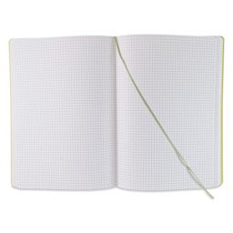 Fabriano EcoQua Plus Stitch-Bound Notebook - Lime, 8-1/4" x 11-3/4", Grid, open