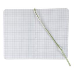 Fabriano EcoQua Plus Stitch-Bound Notebook - Lime, 3-1/2" x 5-1/2", Grid, open
